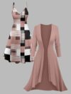 Stylish Cairo Geometric Print Dress and Cardigan Set by Newness Flattering silhouette perfect for any occasion