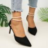 Newness Celestial DOrsay Stiletto Heels Elevate your style with these glamorous heels featuring beaded ankle closures and a pointed toe