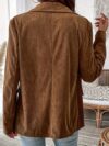 Flattering A line brown blazer with tailored collar single button perfect for fall and winter Hand washable