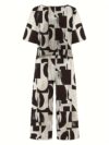 Effortlessly chic womens floral print pants set in soft polyester Perfect for all seasons