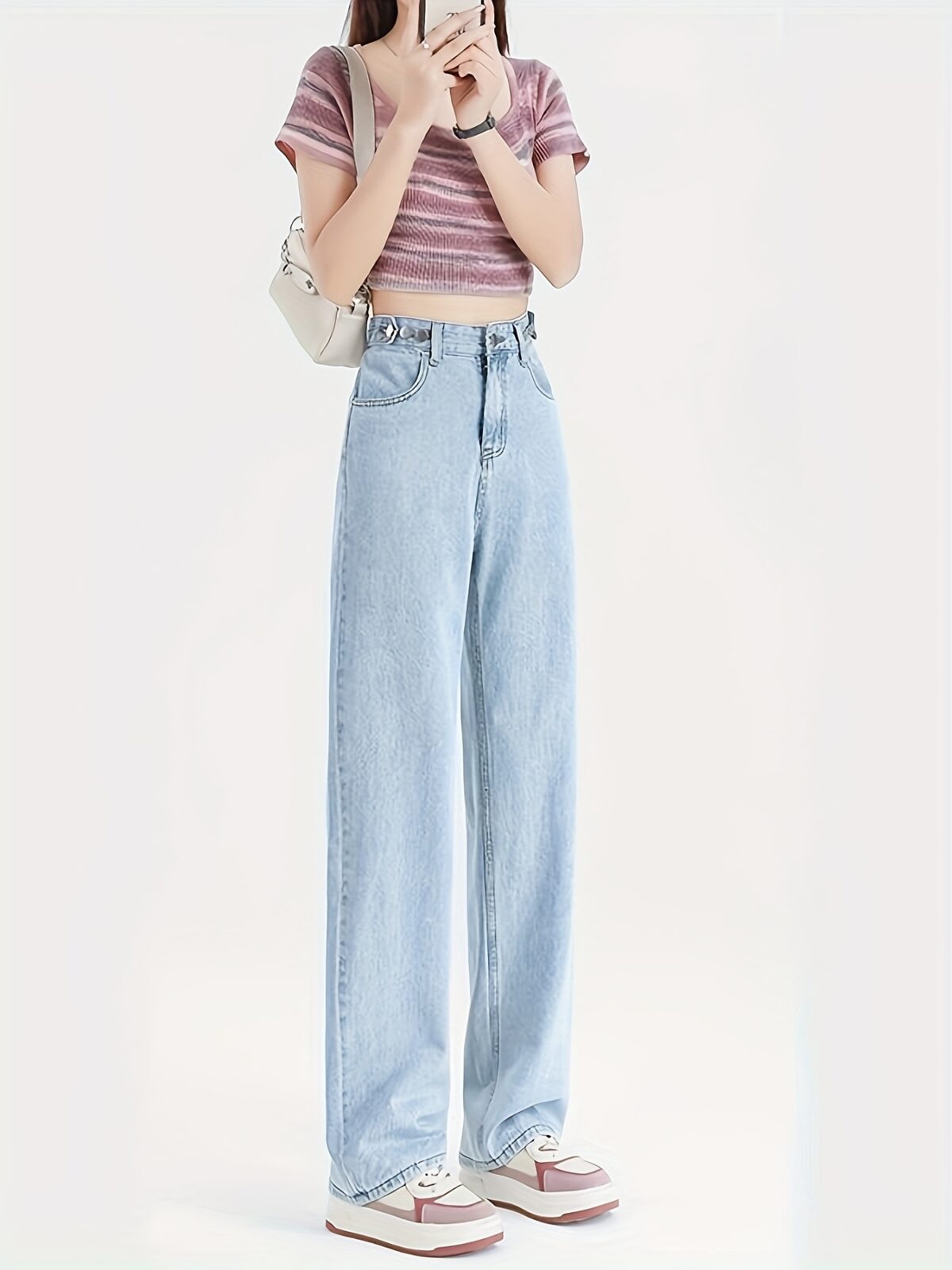 Flattering Newness Parisian High Waisted Straight Jeans in a timeless design