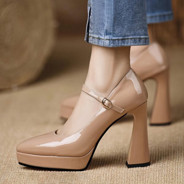 Newness Sculptural Beige Chunky Heels Elevate your style with these versatile and chic beige chunky heels perfect for any occasion