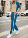 Stylish Cairo Color Block Pants Set by Newness A chic modern two piece outfit in a vibrant color block design