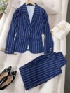 City Chic Womens Elegant Striped Blazer in a timeless striped pattern perfect for business casual or formal wear
