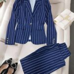 City Chic Womens Elegant Striped Blazer in a timeless striped pattern perfect for business casual or formal wear