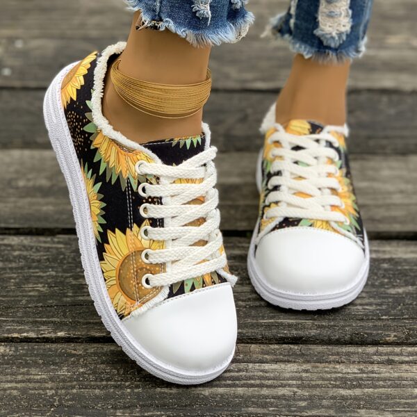 Newness Sunflower Stroll Floral Print Sneakers Comfortable and stylish floral print sneakers perfect for any occasion