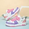 Stylish white and black star speckled sneakers for girls perfect for casual wear Breathable PU upper non slip TPR sole and EVA cushioned insole for all day comfort