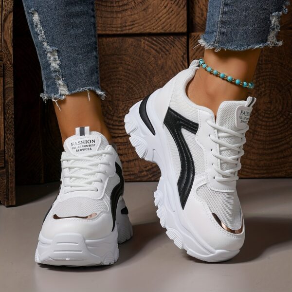 Newness Elevated Chunky Dad Sneakers in white showcasing breathable mesh upper chunky sole and overall comfort