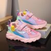 Stylish and comfortable Spring Breeze Girls Breathable Mesh Sneakers in pink showcasing breathable mesh upper hook and loop closure and lightweight EVA sole perfect for active girls