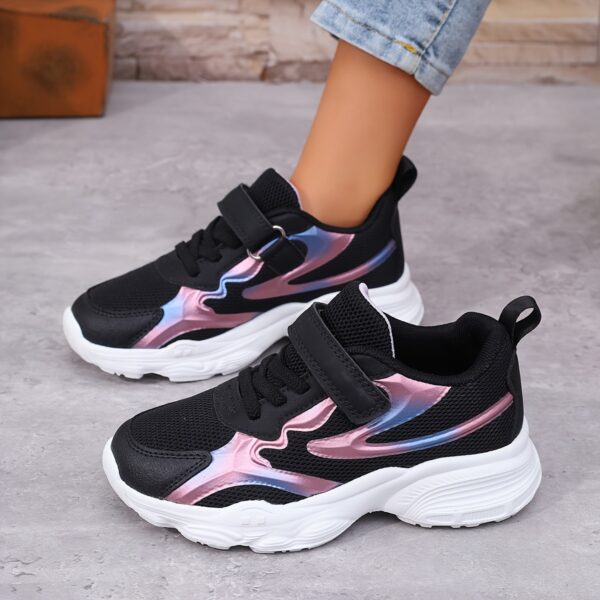 Girls iridescent sequin shoes featuring a comfortable MD sole and hook and loop closure Perfect for everyday wear