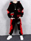 Stylish boys autumn hoodie set in a trendy color block design with bold alphabet prints Perfect for spring and fall