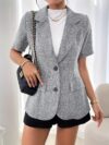 Newness Summer Breeze Womens Casual Short Sleeve Blazer in light gray polyester Versatile and stylish perfect for spring summer and fall