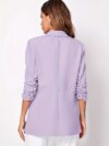 Modern Muse Womens Light Blue Casual Office Blazer a versatile light blue blazer perfect for the office or casual wear Flattering silhouette Model wearing a light blue blazer