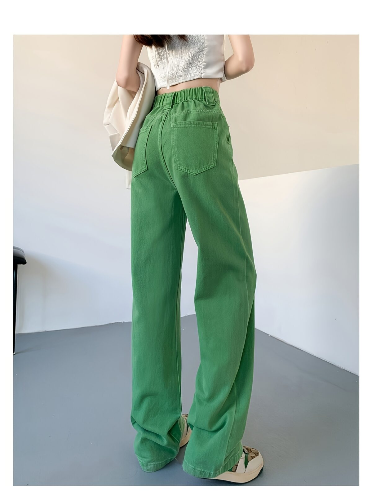Effortless Chic Emerald Green Wide Leg Jeans by Newness 100 cotton flattering fit