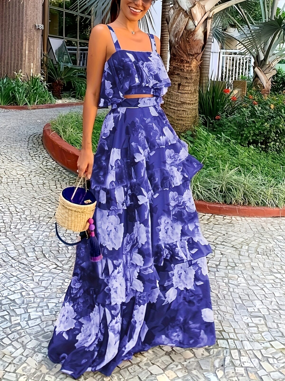 Effortlessly chic Casablanca Bloom Floral Print Skirt Set perfect for vacations and summer days Features a vibrant floral print