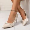 Newness Milan White Stiletto Heels Elevate your style with these elegant white stiletto heels designed for both comfort and sophistication Perfect for weddings parties or any special occasion