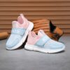 Pink and blue color block kids breathable mesh sneakers with hook and loop closure ideal for active play