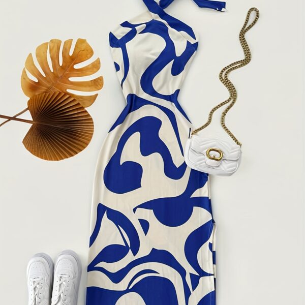 Effortlessly chic Newness Azure Bloom Floral Print Maxi Dress in vibrant print, perfect for spring, summer, or fall.