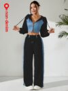 Skyline Chic Two Piece Set Flatlay of a stylish zip up hoodie and wide leg pants in a complementary color scheme Perfect for spring or fall