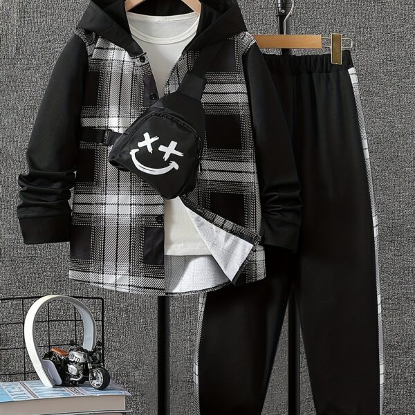 Stylish boys color block set perfect for autumn adventures Features a hoodie and pants in a trendy color block design Ideal for outdoor play