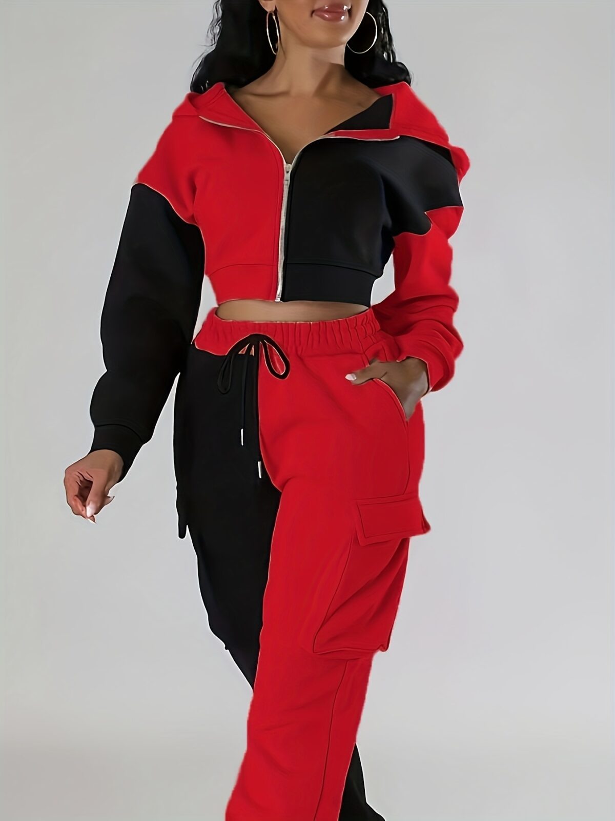 Model wearing the Newness Milan Color Block Tracksuit showcasing its comfortable fit and modern color blocking design