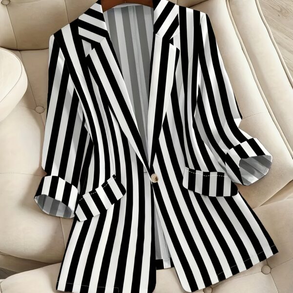 Newness City Chic Womens Elegant Striped Blazer a stylish striped blazer perfect for spring and fall offering comfort and sophistication