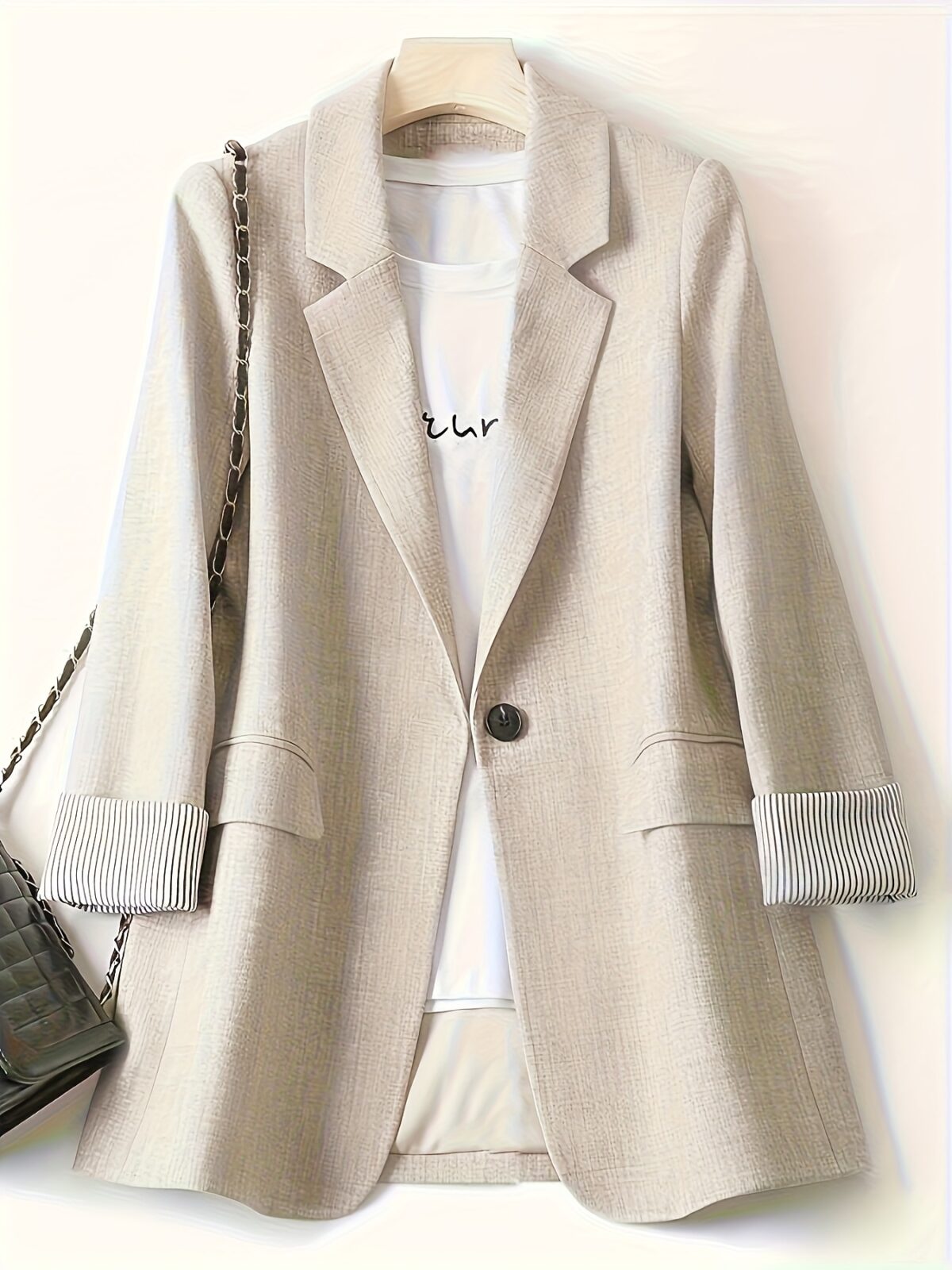 Sophisticated Style womens beige blazer a lightweight and structured business casual jacket perfect for professional everyday and formal events