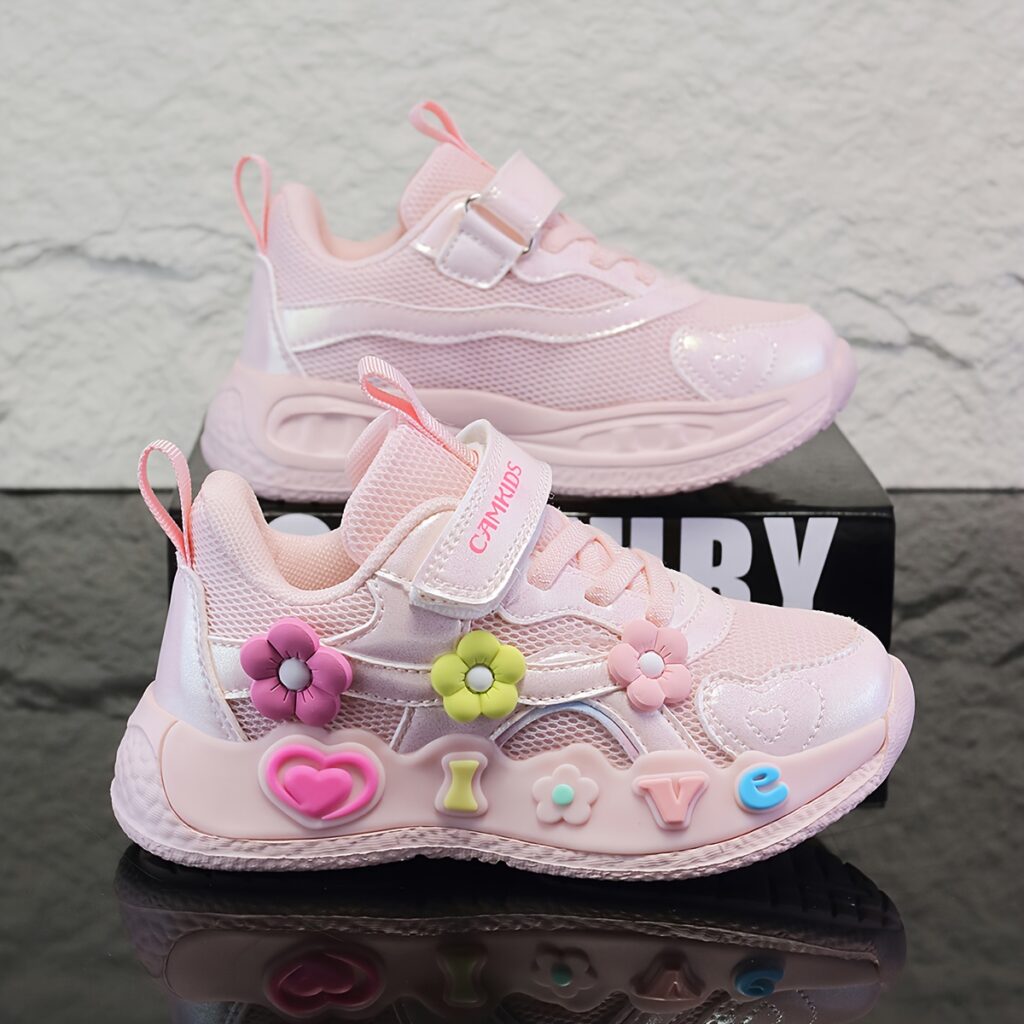 Bloom Burst Girls' Floral Casual Sneakers in vibrant floral pattern, showcasing comfort and style. Perfect for everyday wear.