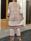 Model showcasing the Newness Dubai Nights Digital Print Suit a chic and sophisticated digital print suit ideal for spring and fall The suit features a flattering silhouette and vibrant print