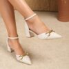 Newness Cairo Beige Block Heel Pumps Chic beige pumps with a comfortable block heel perfect for any occasion