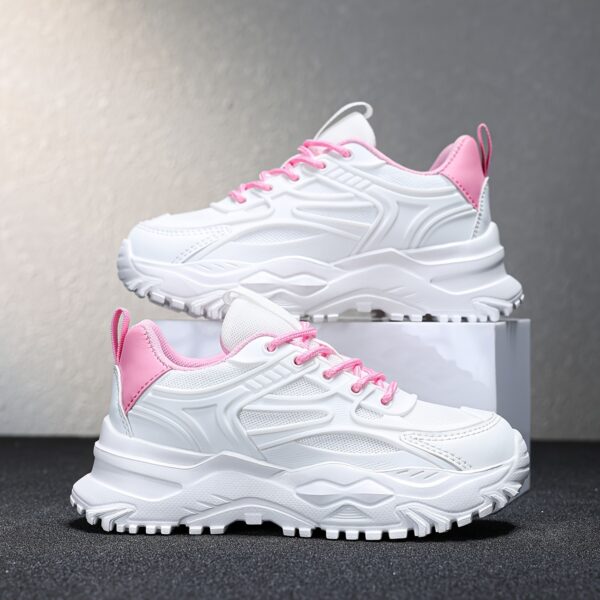 Spring Breeze Girls White  Lime Green Sneakers Comfortable and stylish lace up sneakers perfect for school or play Featuring a cushioned EVA sole and breathable upper