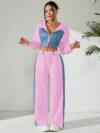 Skyline Chic Two Piece Set Flatlay of a stylish zip up hoodie and wide leg pants in a complementary color scheme Perfect for spring or fall