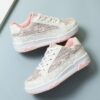 Sparkle Steps Kids Sequin Splice Low Top Sneakers in pink and silver showcasing the sequin and splice details