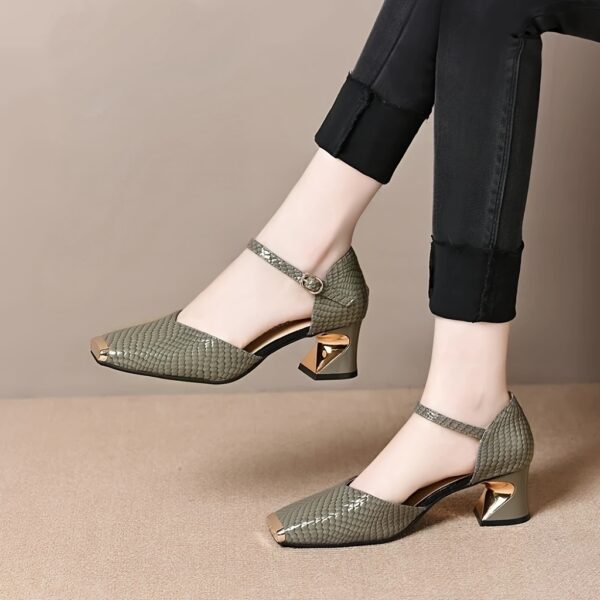 Newness Parisian Chic Square Toe Pumps Classic French inspired design in elegant black leather Perfect for any occasion