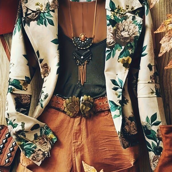 Stylish Spring Breeze Women's Floral Print Casual Jacket, lightweight and perfect for all seasons. Features a chic floral print. Newness.