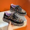 Elevate your style with Newnesss Elevated Rhinestone Platform Sneakers These hand stitched sneakers feature genuine gemstones and a chic platform sole
