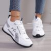 Newness Cityscape White Lace Up Sneakers Comfortable breathable white sneakers with lace up closure perfect for any occasion