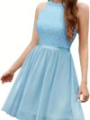 Beige sequin halter neck dress fitted silhouette perfect for weddings and parties