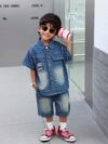 Stylish summer denim short set for boys perfect for casual outings Comfortable loose fit in trendy design