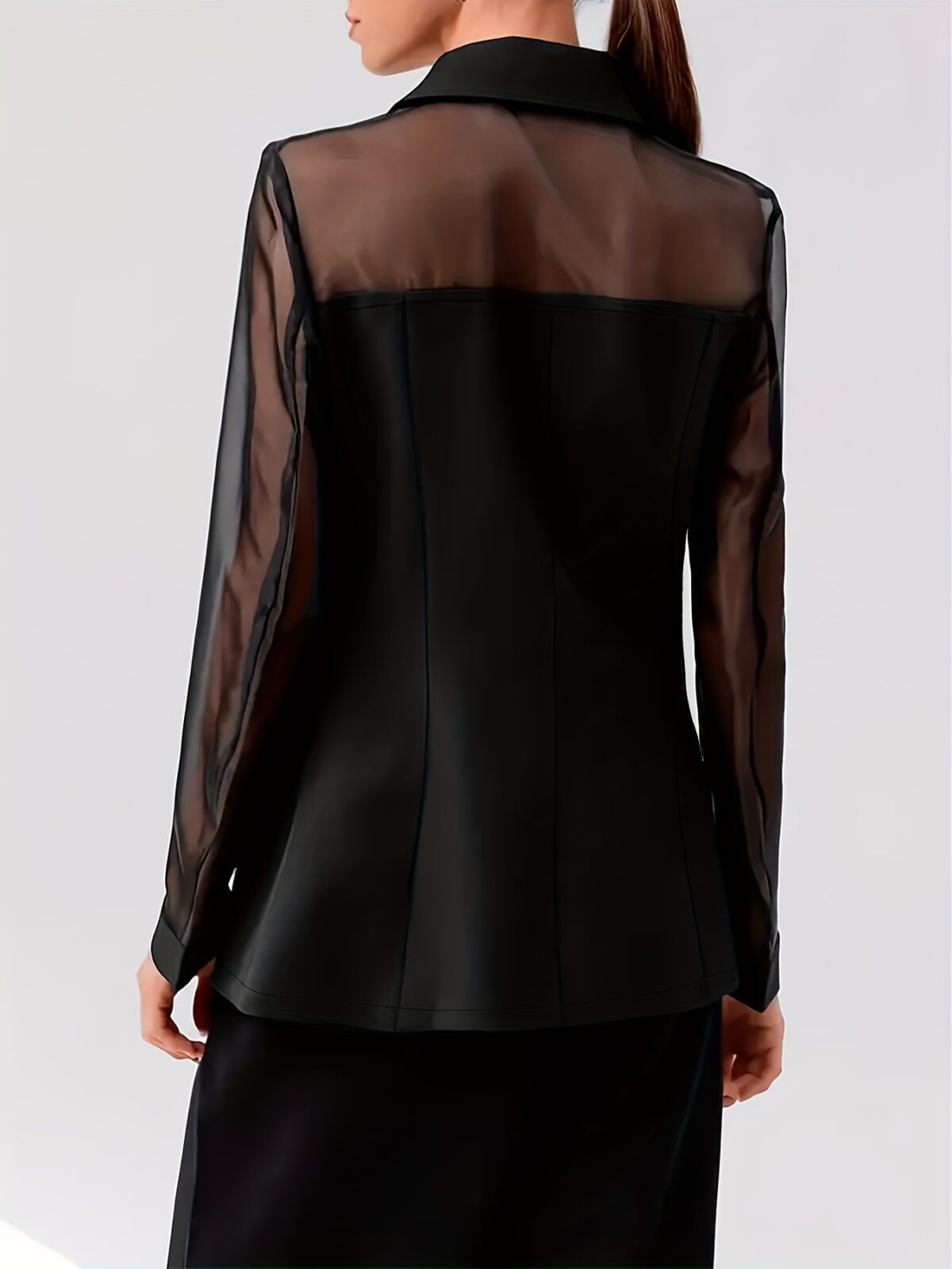 Black City Chic Womens Elegant Collar Blazer versatile and perfect for office formal or casual wear