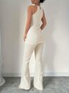 Effortless Chic Sleeveless Knit Set in luxurious polyester Flattering silhouette perfect for any occasion
