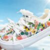 Adorable girls floral canvas shoes with breathable fabric and soft sole perfect for spring Available in sizes 1 12