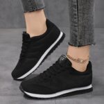 Newness Womens Fabric Sneakers Breathable comfortable and effortlessly chic Close up view showcasing fabric texture and design details