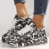 Monaco Graphic Print Sneakers in monochrome print showcasing thick sole for all season wear