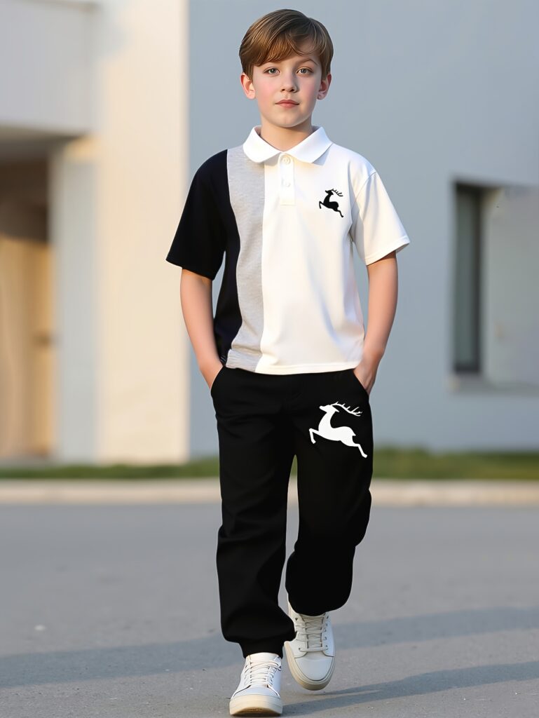 Stylish boys color block set in desert hues, perfect for spring and fall. Features a comfortable and modern design, ideal for young adventurers.