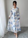 Effortlessly elegant Azure Bloom floral print maxi dress perfect for spring and autumn Features a chic print and flattering silhouette