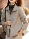 Flattering Timeless Chic Womens Polyester Trench Coat in versatile beige featuring a loose comfortable fit long sleeves and a single breasted button closure Perfect for all seasons
