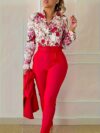 The Newness Chongzhong Elegant Floral Pants Set a comfortable and stylish floral pants set perfect for any season Features a flattering fit and durable fabric