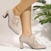 Newness Chic Flannel Mary Jane Pumps Elevate your style with these modern and chic pumps perfect for any occasion