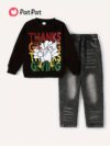 Stylish and comfortable boys two piece casual set perfect for adventure Featuring a fun print ideal for everyday wear and outdoor play
